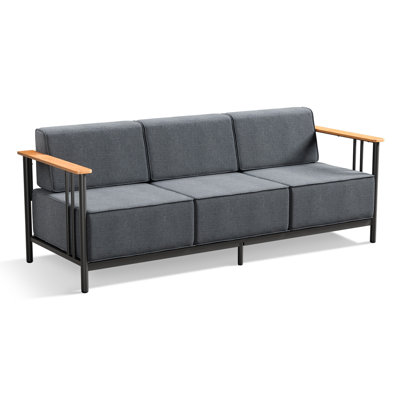 Coan Archlebov 79.1" Wide Outdoor Powder Coated Steel Patio Sofa – Deep Seating Outdoor Couch With 10" Thick Cushions by Latitude Run