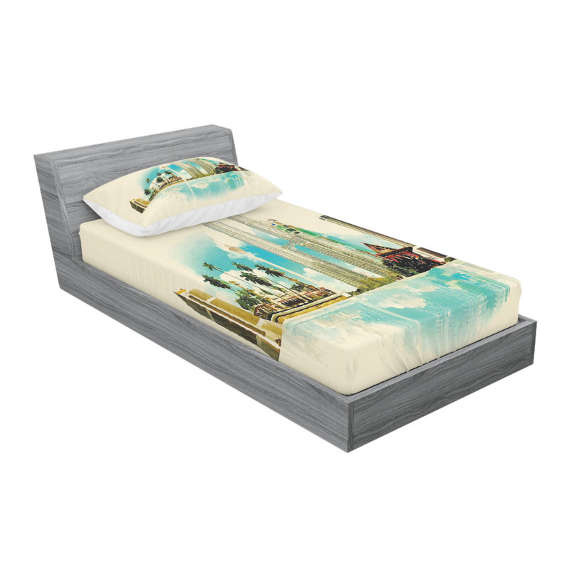 Ensemble de draps East Kuala Lumpur Cityscape, Ensemble de draps pour lit simple avec drap-housse