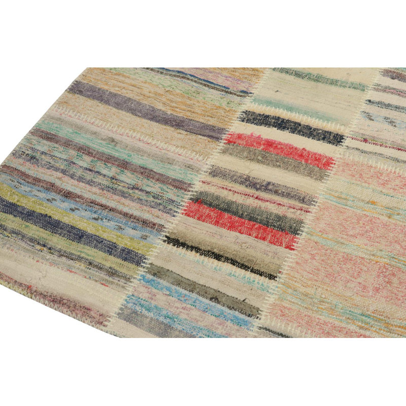 Wool Striped Area Rug in Pink
