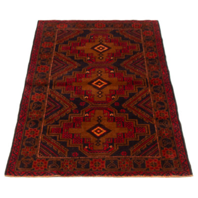Teimani Dark Navy, Red Rug 3'3" x 6'0"