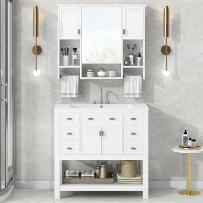 36'' Single Bathroom Vanity with Resin Top