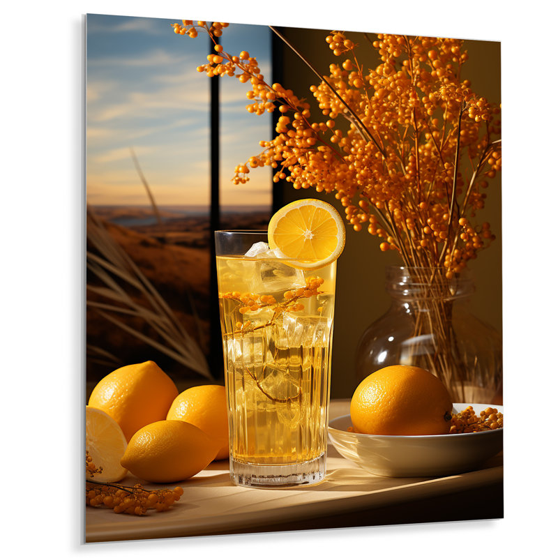 Cocktail jaune paille ensoleillée Téquila III - Art mural en métal cocktails, H 20 po x l 12 po x P 1 po