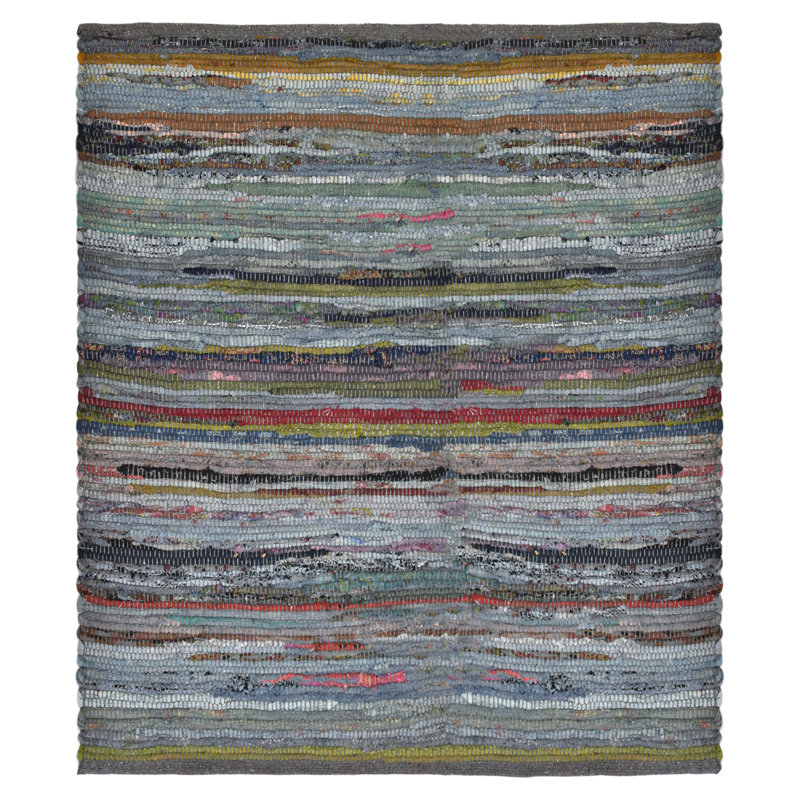 Tapis abstrait en coton fumé Dhurrie, Rectangle 5 pi x 8 pi
