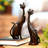 Red Barrel Studio® Handmade Fanciful Felines Cement And Lava Sand Sculptures (Set Of 2)