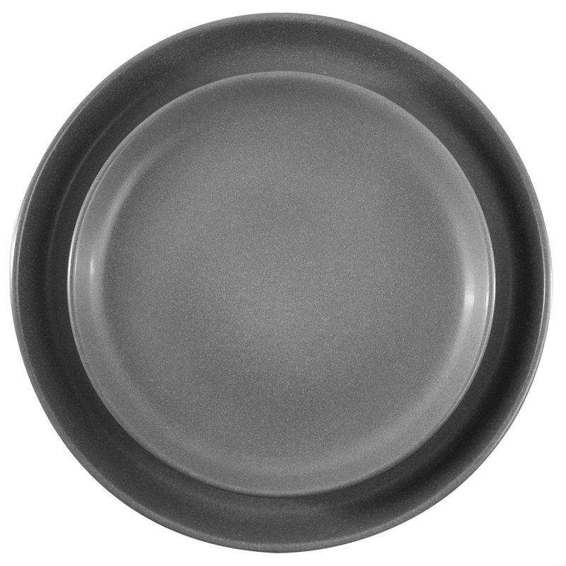 Soho Lounge 12 Piece Reactive Stoneware Dinnerware Set in Gray, Grey