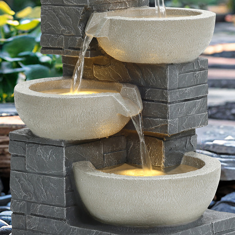Weather Resistant Cascade Fountain with Light