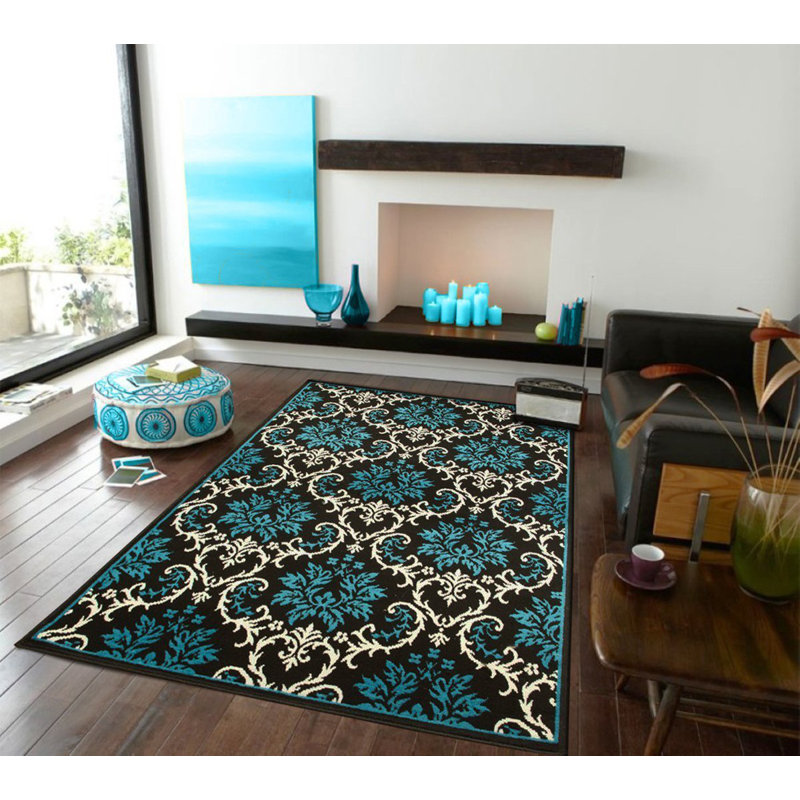 tapis intérieur/extérieur bleu d’entrée Bethzy, Rectangulaire 8 pi x 11 pi