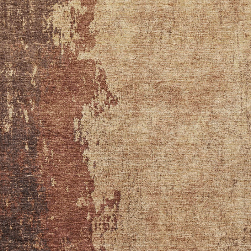 Tapis intérieur/extérieur lavable, motif abstrait rouille et cuivre, 90 x 150 cm