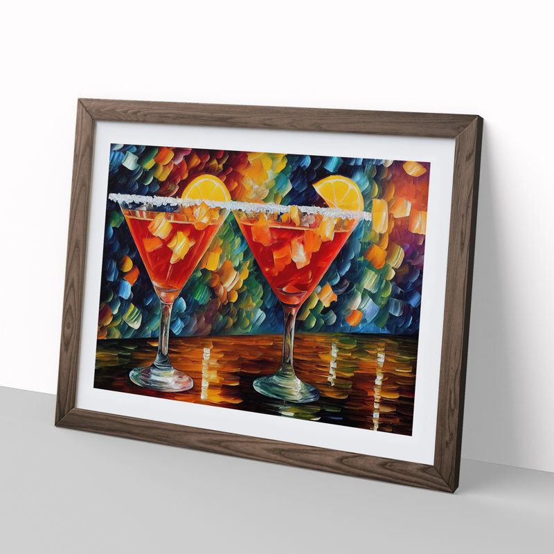 XH1022-2030X Cocktail Painting Vol.2 Abstract - Single Picture Frame Print, Walnut, 46cm H x 64cm W x 2cm D