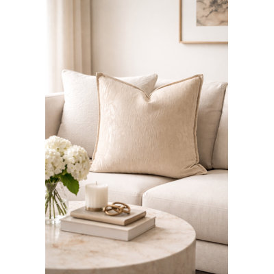 Housse de coussin décoratif champagne minimaliste en chenille champagne 18 po x 18 po