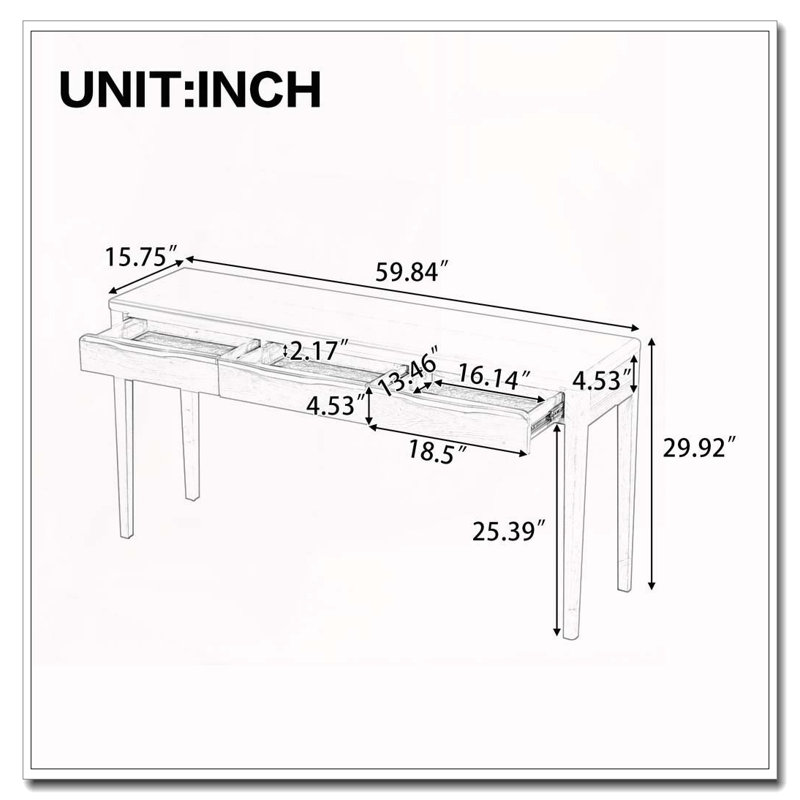 59.84'' Elegant Console Table, Brown