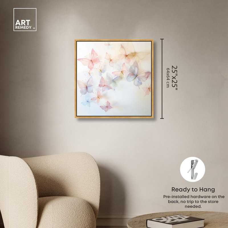 Art sur toile «Gossamer» par Art Remedy, Cadre flottant doré, H 25 po x l 25 po x P 1,8 po