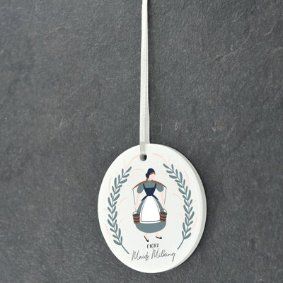 Sanson 12 Days 8 Maids Milking Circle Shaped Ceramic Ornament