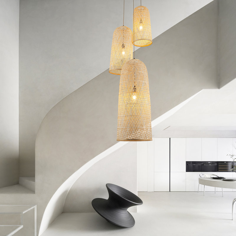 Dainna 3-Light Airy Rattan Cluster Chandelier