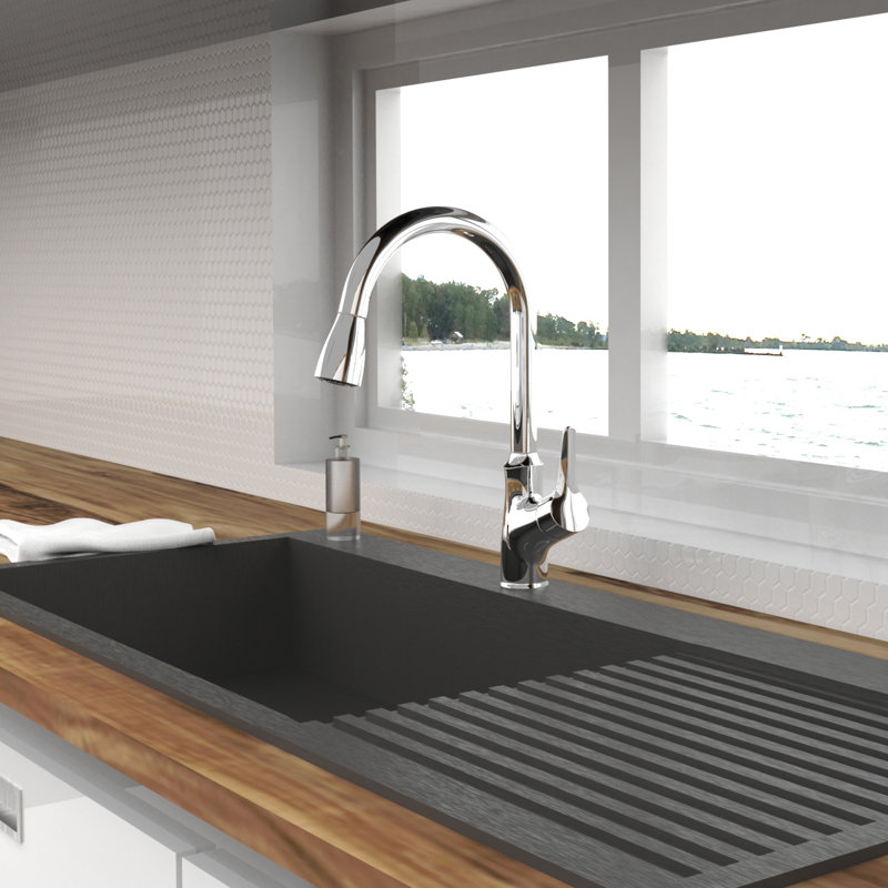 Keeney Belanger Pull Down Kitchen Faucet, Polished Chrome