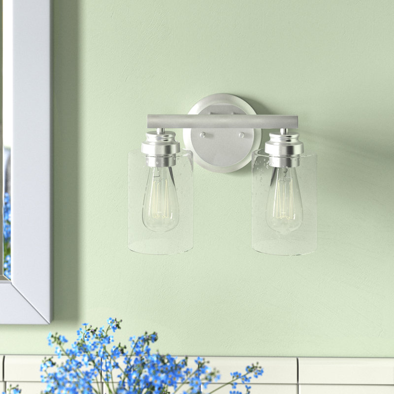 Éclairage de salle de bain à intensité variable 2 lumières Berntraud, Nickel poli brossé, Transparent