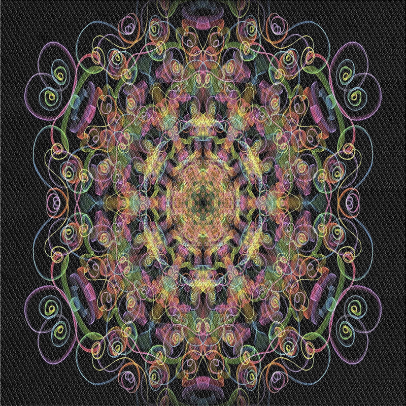 Tapis noir/rose à tisser électrique, Carré 4 pi