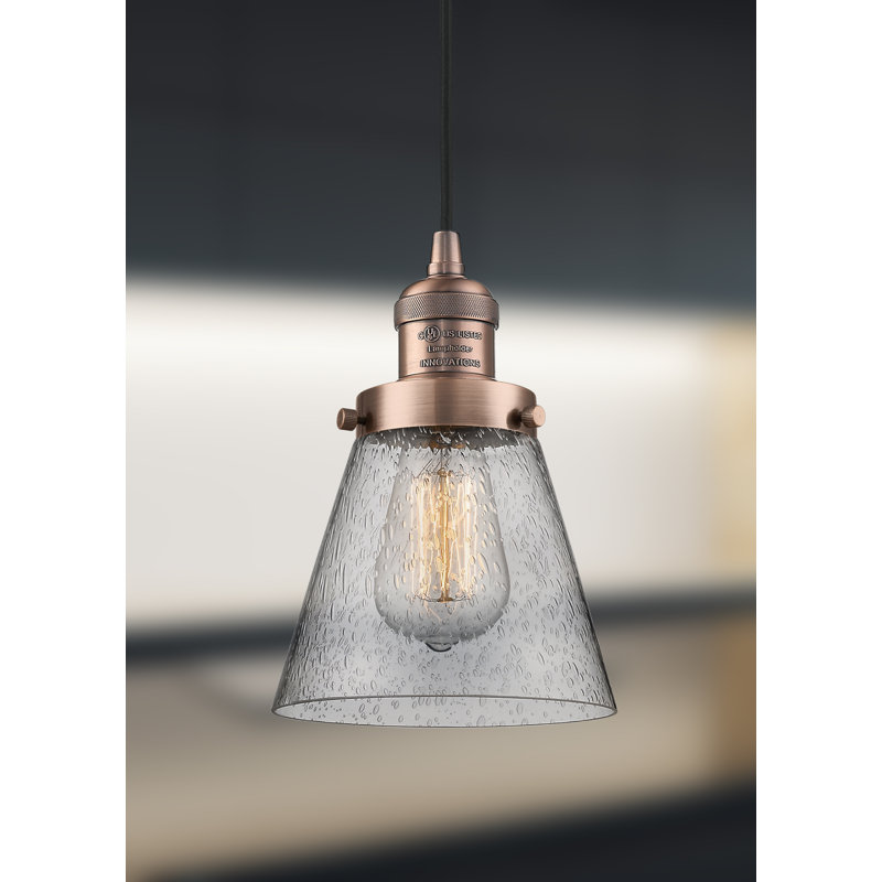 Luminaire suspendu conique à 1 lumière Seaham, Cuivre antique