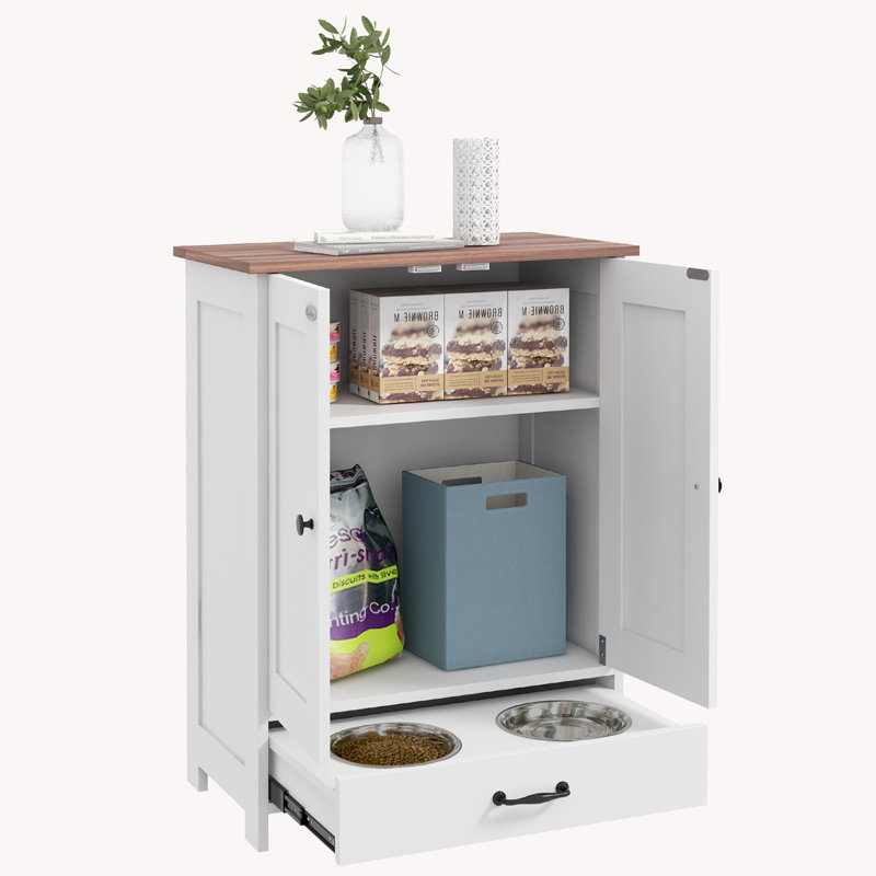 Armoire de rangement des aliments avec bols cachés pour chien, panneau réglable