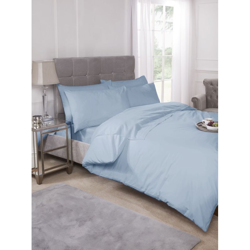 Percale Cotton Blend Percale Flat Sheet, Blue, Kingsize