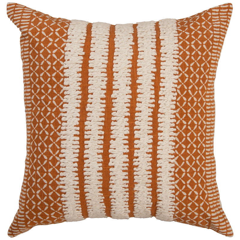 Coussin 100% coton, Orange, Mélange de duvet