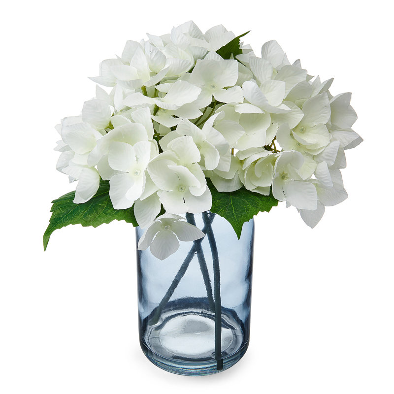 Elements Artificial Hydrangeas In Vase, 12 Inch