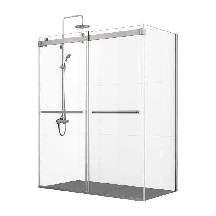 Spezia 68.6'' W 76'' H Semi-Frameless Rectangle Reversible Shower Enclosure
