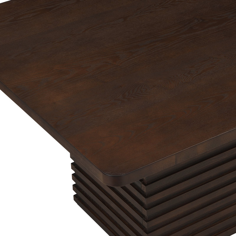 Ensemble de salle à manger contemporain pour 4 personnes avec table cannelée et chaises en bois d'hévéa Drake