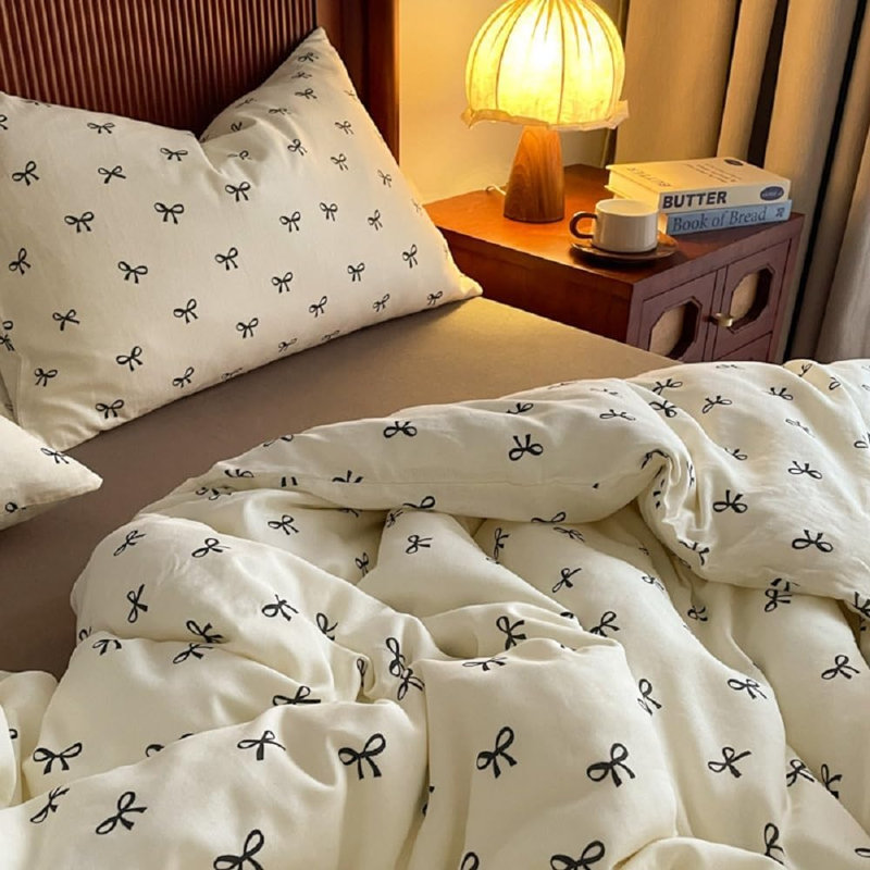 Ensemble d'édredon en microfibre, Housse de couette grand + 2 taies d'oreiller stand, Crème, crème