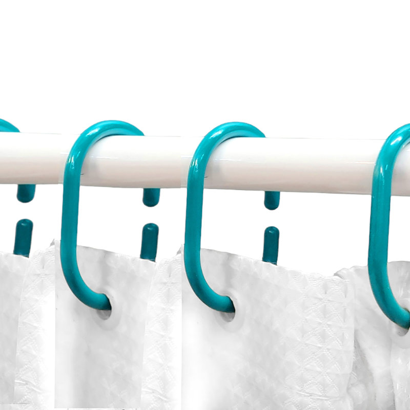 Anneaux de rideau de douche en plastique massif, Bleu turquoise uni