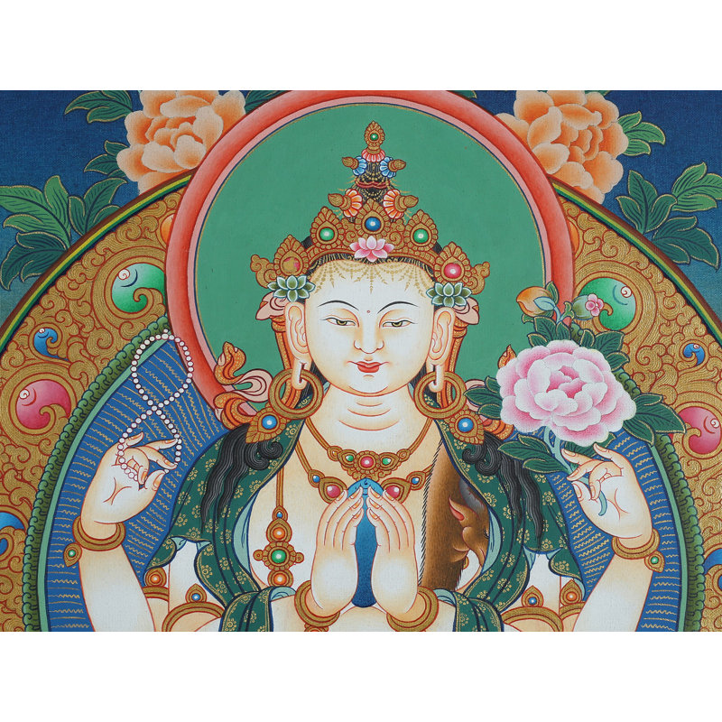Thangka sans tibétain Chenrezig (Avalokiteshvara)