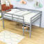 Lit mezzanine double en bois avec garde-corps Heikea par Harriet Bee-188528804