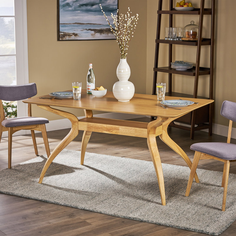 Blakeslee Solid Wood Base Dining Table, Natural Oak