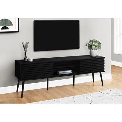 Black Laminate 72 Inch Tv Stand, Storage Cabinet For Audio/Visual Items, Modern Bedroom & Living Room Furniture Components,