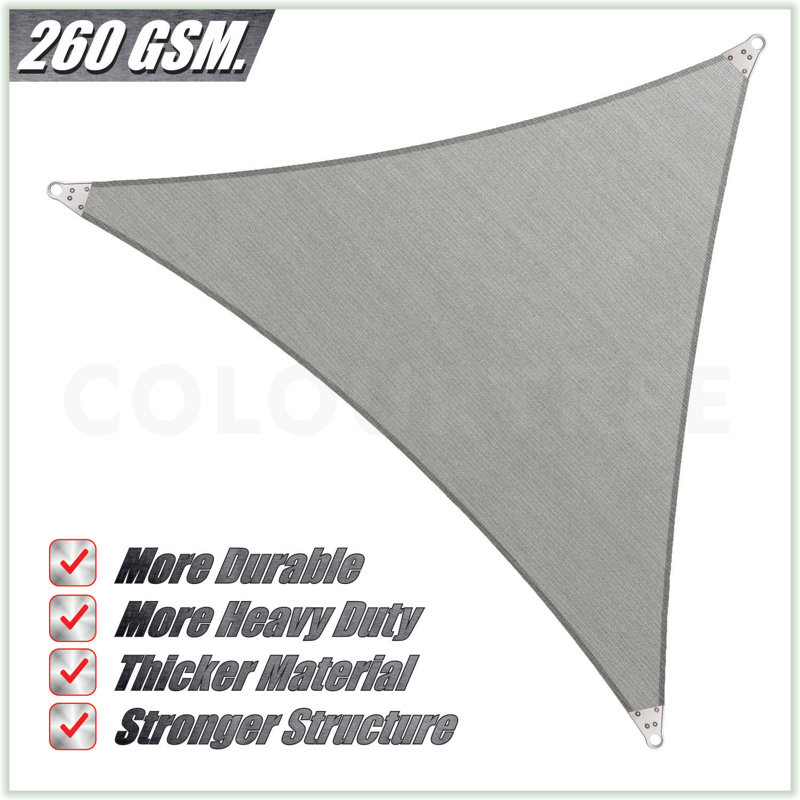 Green High-Density Polyethylene Triangle Shade Sail with Stainless Steel Rings