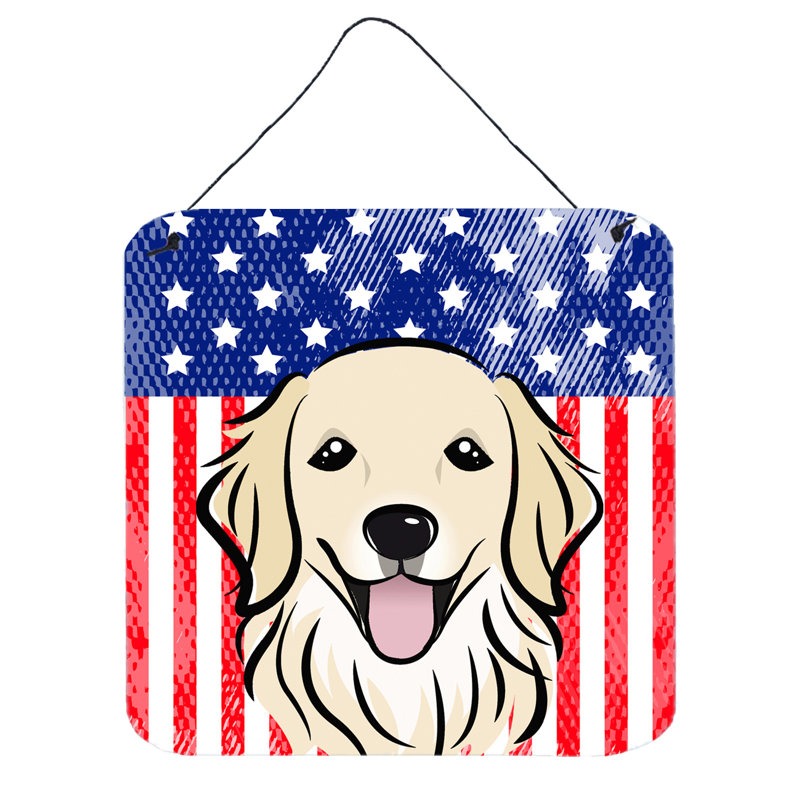 Décoration murale drapeau american, Golden retriever beige