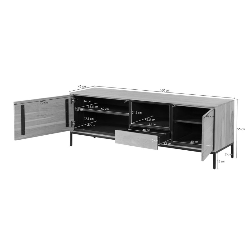 Chicago Unfinished TV Stand, Brown, white and pink