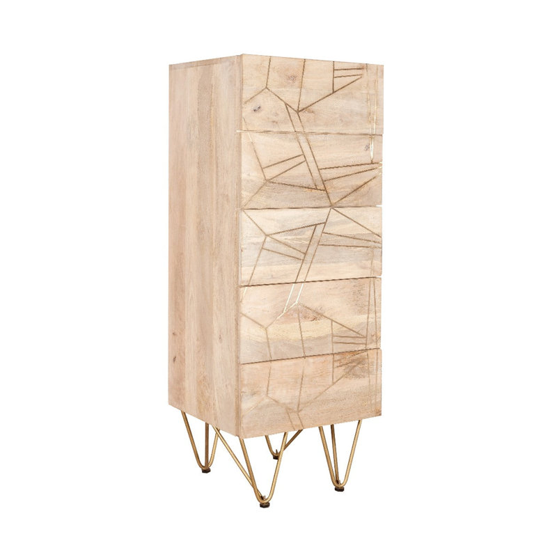 Ryo 45cm W 5 - Drawer Chest of Drawers, Cream