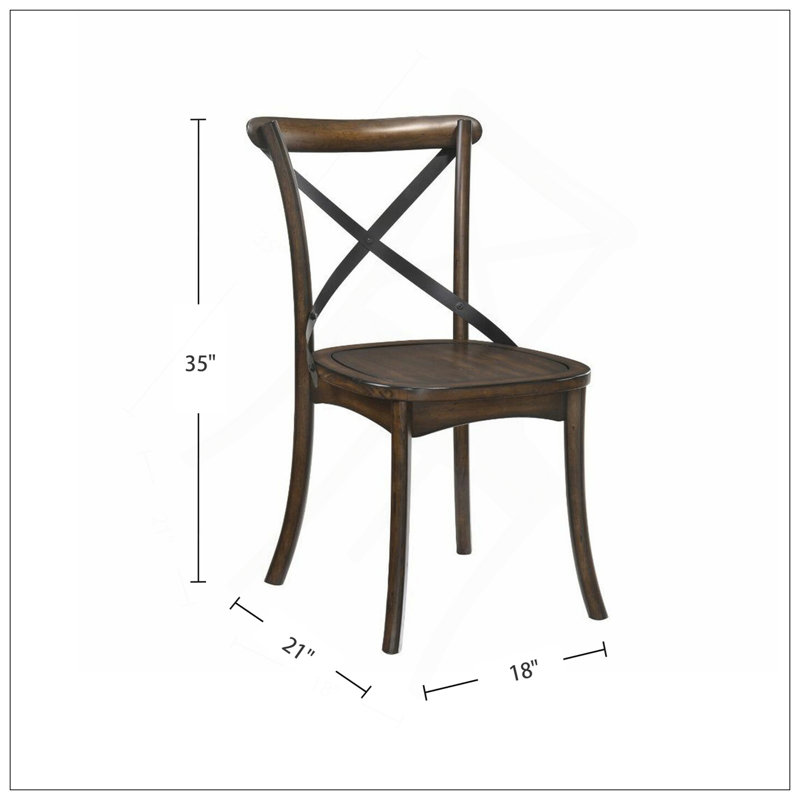 Ensemble de 2 chaises d'appoint Mid-Century modernes en métal, chêne foncé et noir, avec des pieds évasés et un design en X