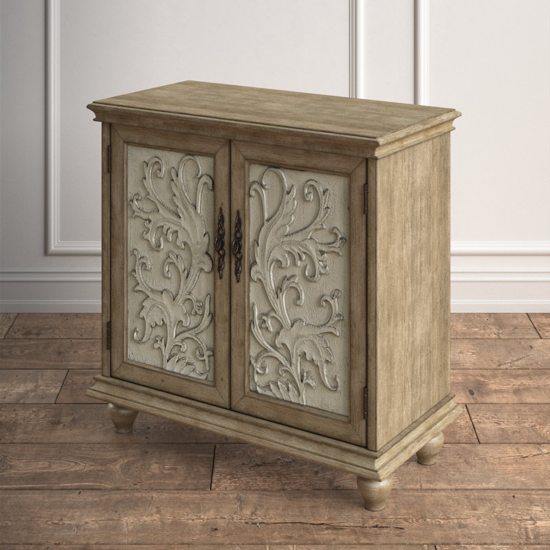 Lummus 2-Door Carved Wood Storage Cabinet, Reclaimed Natural