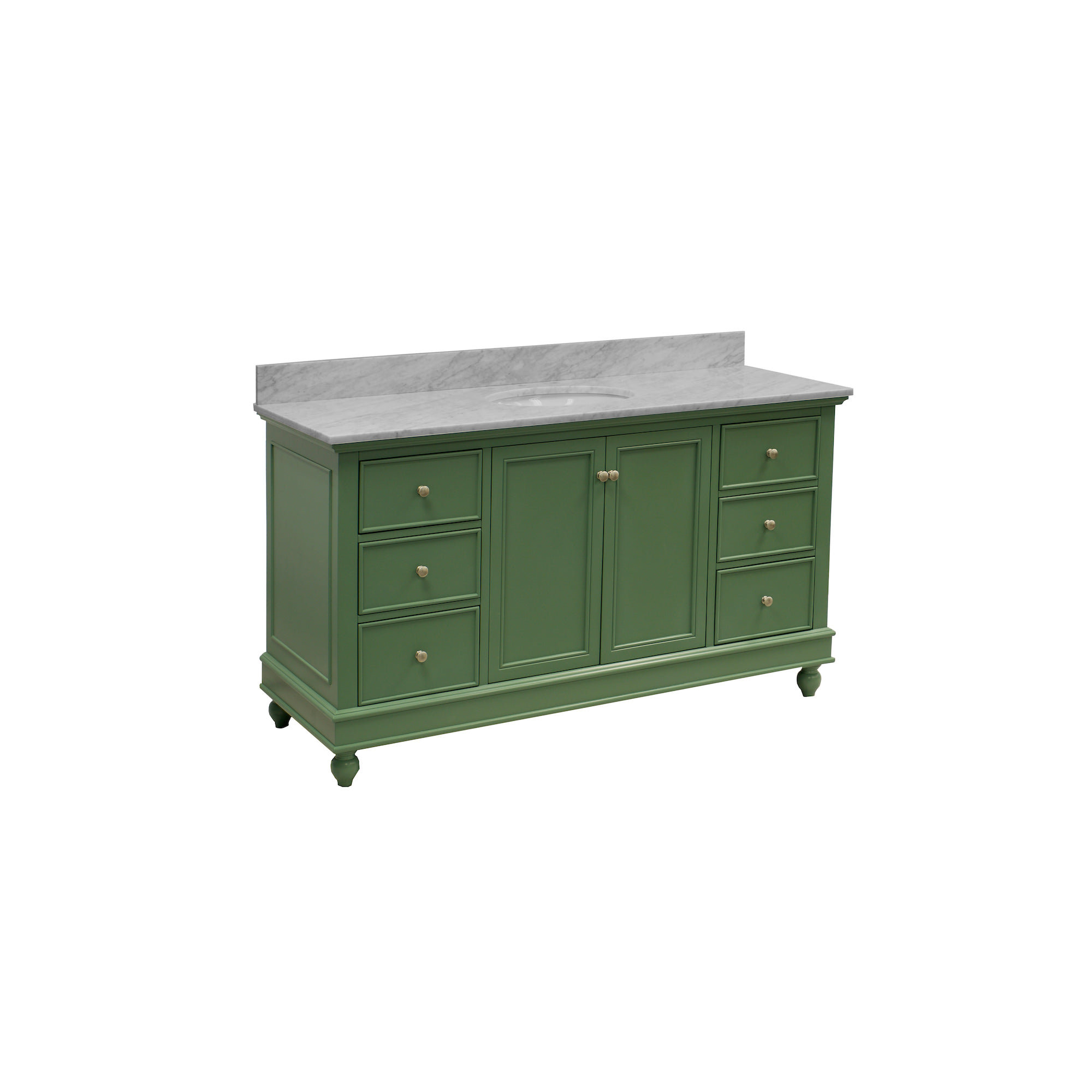 Ferdinand 60'' Single Bathroom Vanity, Sage Green, Carrara Marble