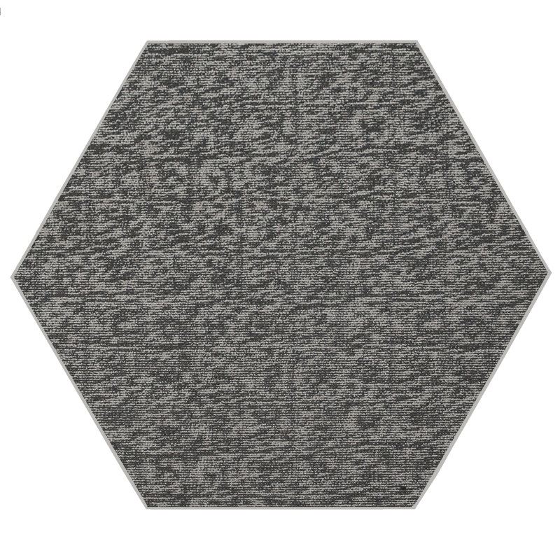 Tapis décoratif Elemental - imprimé géométrique gris patiné, Hexagone 12 pi