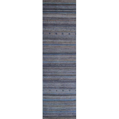 Traditional, Transitional One-of-a-Kind Runner 2'9" X 9'7" Runner Wool Area Rug Gray