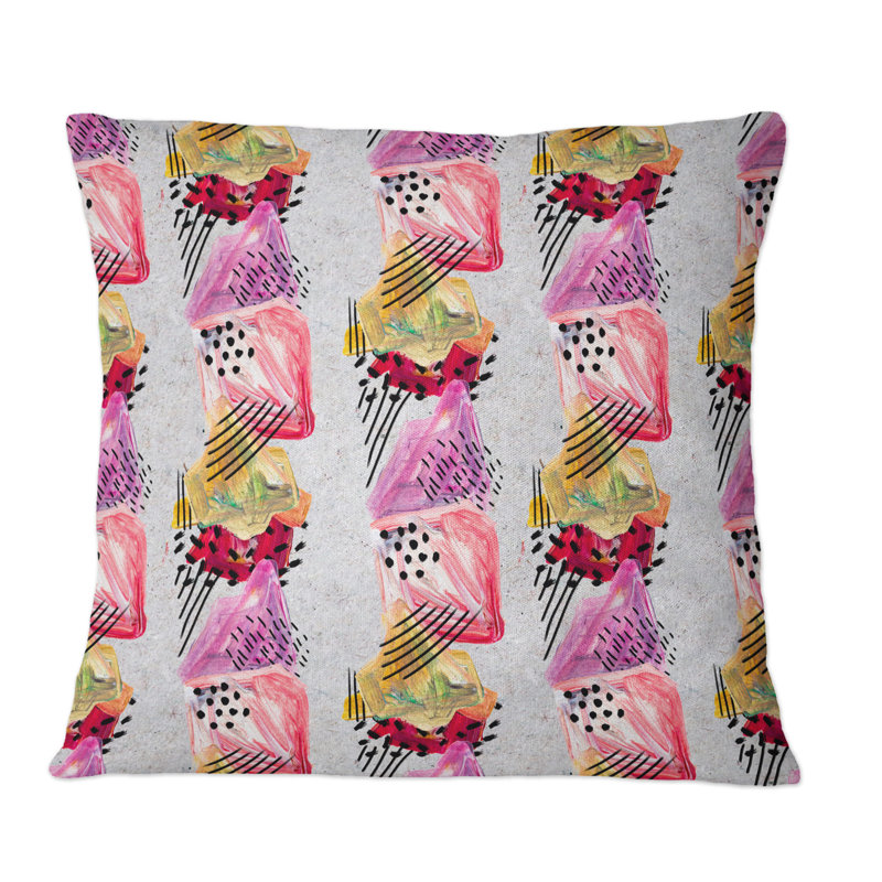 Coussins roses et rouges - Imprimé moderne, 18 po x 18 po