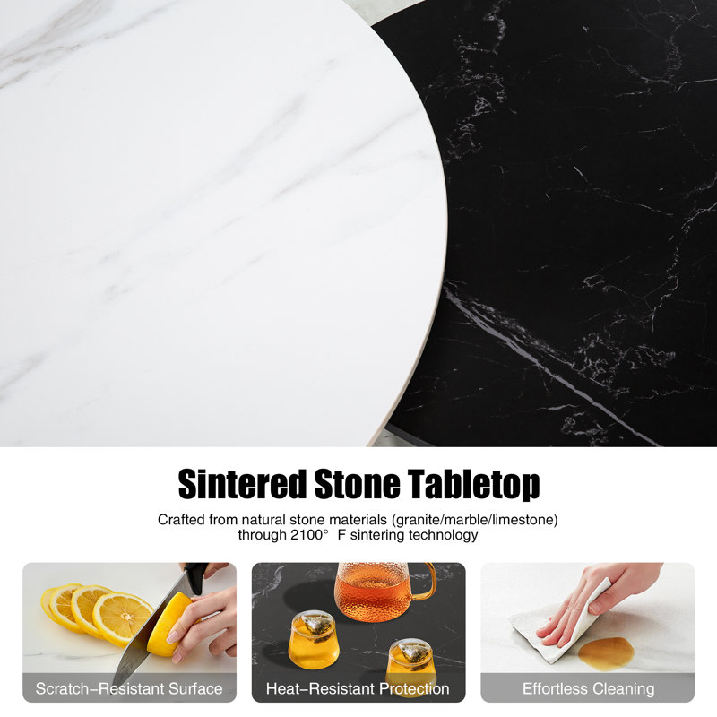 2 Piece Aluminum Patio Table Set With Sintered Stone Tabletop