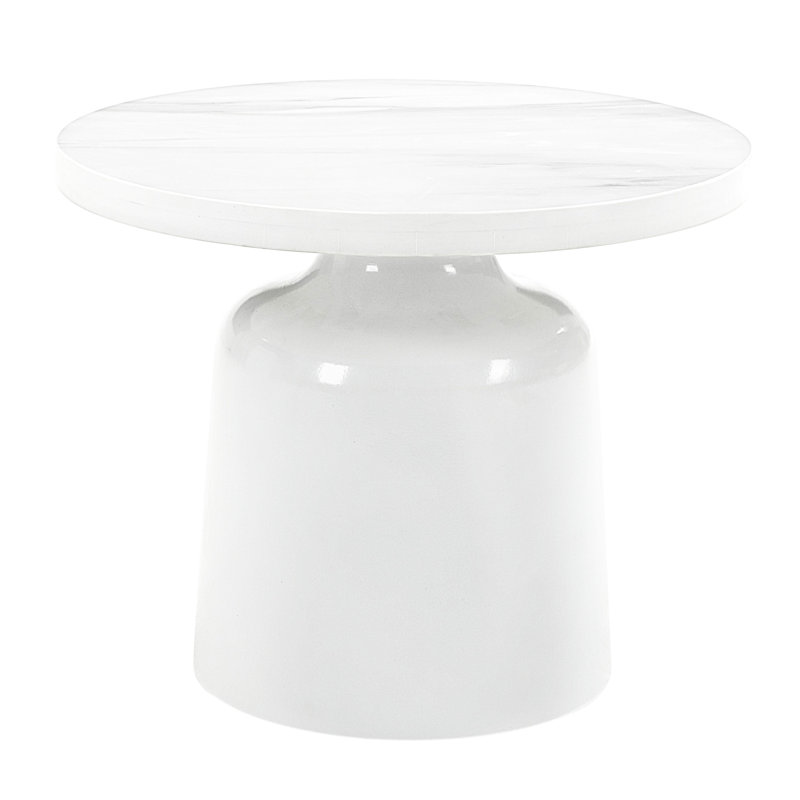 Table de bout en marbre d'ingénierie avec un attrait blanc ultrabrillant moderne