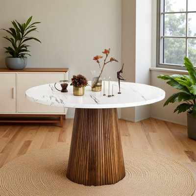 Mid-Century Modern Style Kitchen Dining Room Circle Dinner Table, 38.5" Round Dining Table For 4, Space-Saving Round Dining Table