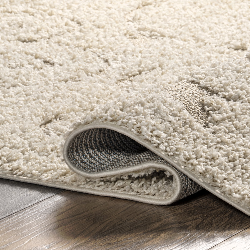 Pipers Contemporary Shag Performance Cream/Beige Rug, Square 8'