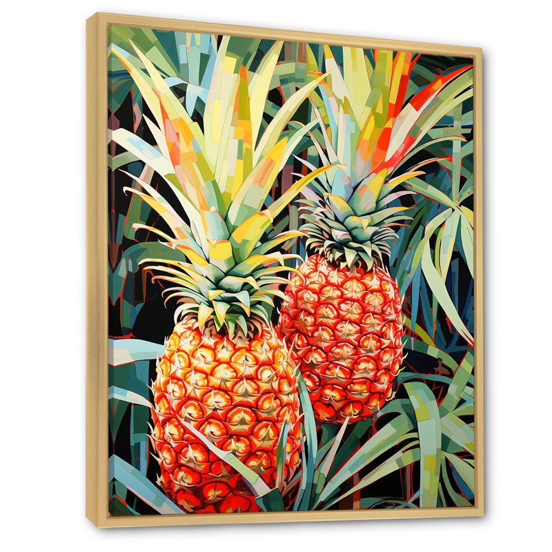 «Sunny Pineapple Serenade I», reproduction sur toile, Cadre naturel flottant, H 32 po x l 24 po x P 1 po