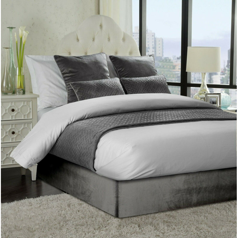 Buderus Tailored Wrap Around Bed Skirt, Charcoal, Single (3')
